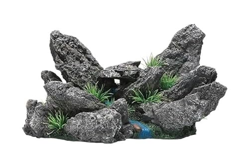 Wyvix 2Pcs Aquarium Caves and Hideouts, Heavy Realistic Fish Tank Rocks, Inert Reptile Hide Cave and Shrimp Hideaway for Corner Decor(31)