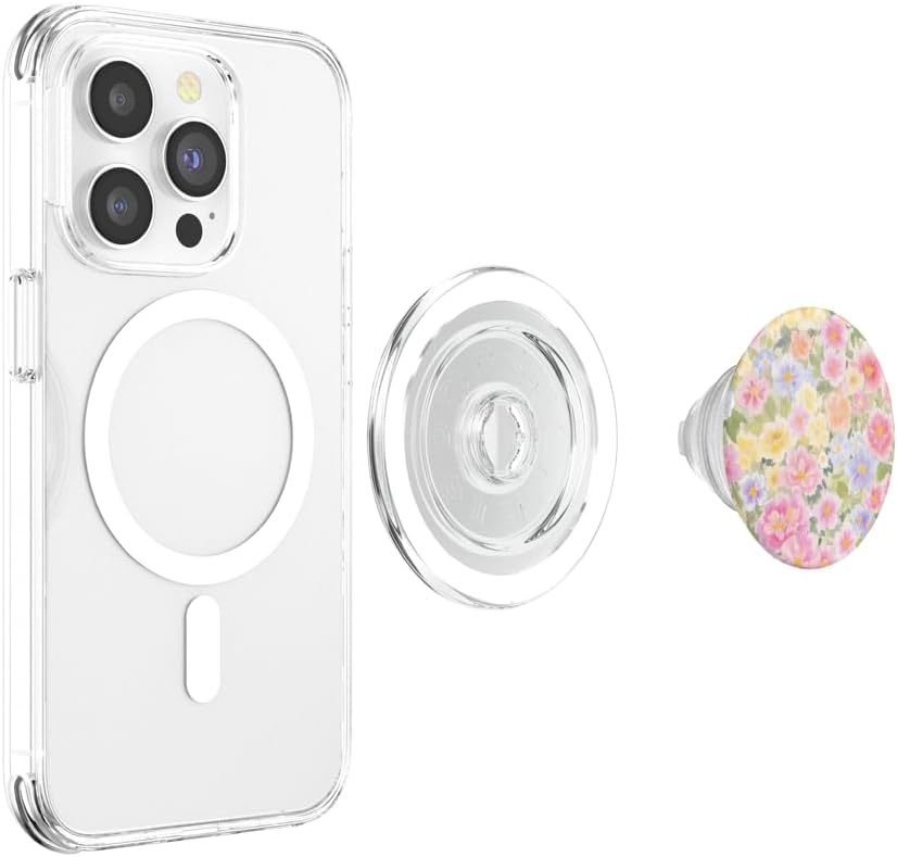 Pastel Pink Yellow Floral Pattern PopSockets PopGrip for MagSafe