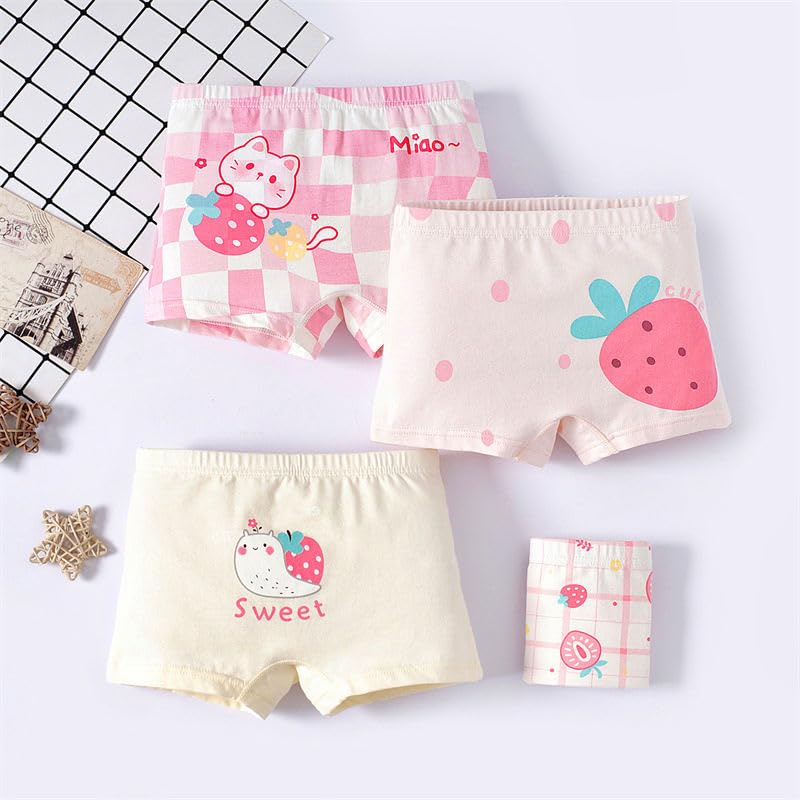 Image of Girls Kids Summer Breathable Baby Soft Boxers Cotton Cartoon Children's Underwear- Pack Of 2 & 3