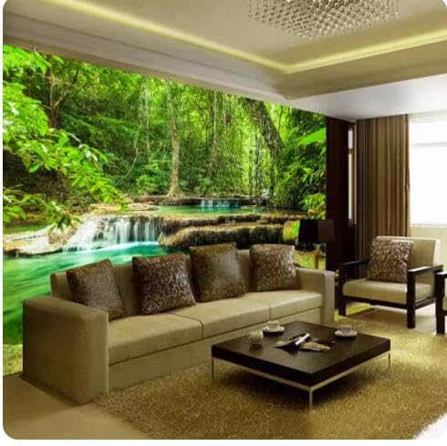 Papier peint photo 3D paysage vert fresque murale de 430x300 cm pour salon et chambre
