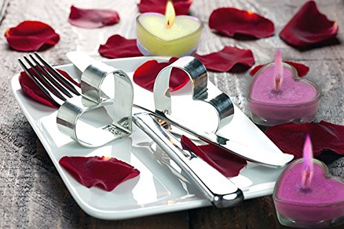 Valentines Heart Candles | Decor Hut Set Of 3 Heart Candles In Glass Holder, Tea Light With Color Flame, Burns Colored Flame Matching Color Of Candle Wax. (Heart Glass Candles) #TOP2