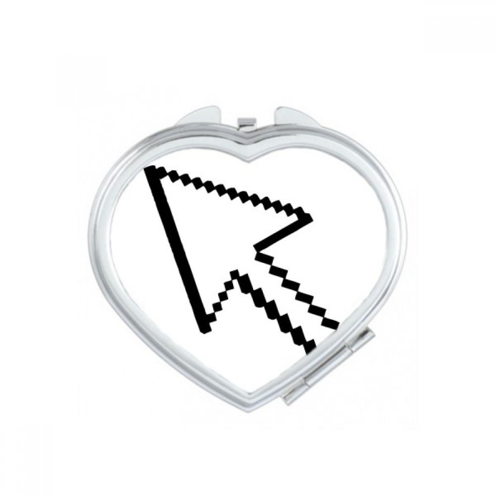 Miroir de poche portable multicolor avec motif pixel coeur