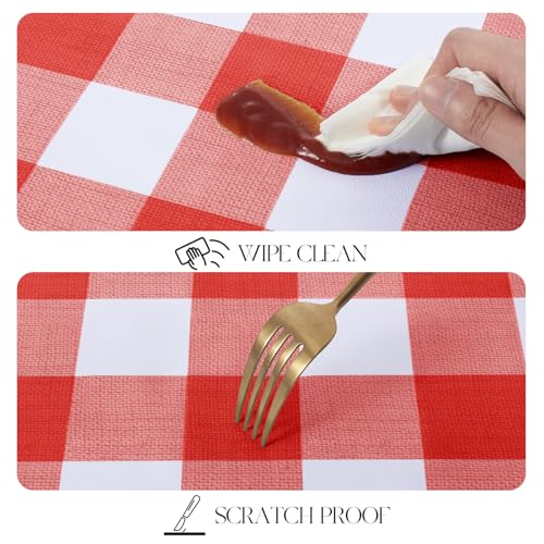 MOSAYT Rectangle Vinyl Tablecloth, 100% Waterproof Buffalo Gingham Plastic Table Cloth, Heavy Duty Wipeable Table Covers for Picnic, Outdoor, Camping - 54 x 108, Red by MOSAYT - Image 5