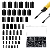 300 Stück Rundrohr Gummi Stopfen Set, Schwarz PVC Vinyl Gummikappen, Schutzkappen zum Schrauben, Gummi-Endkappen Bolzen Kappe, Schrauben Kunststoffkappen für Metallstäbe Elektrokabeln (Φ1.5mm-10mm)
