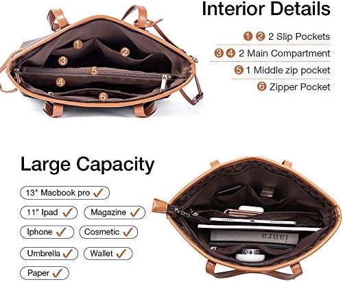 Lekesky Tote Bag for Women Stylish Handbag Faux Leather Shoulder Bag for Work School Dating, Brown