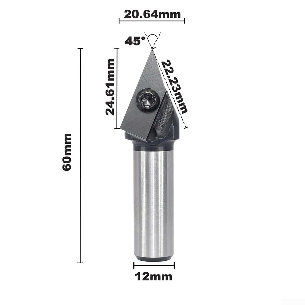 Fresa de grabado en forma de V de 12 mm, biselada, 45 grados