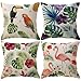 ULOVE LOVE YOURSELF Home Decorative Throw Pillow Covers Flamingo Pattern&Tropical Flower Leaves Cotton Linen Cushion Covers 18 X 18 Inch,4 Pack (Flamingo-1)