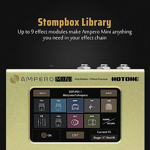 Image of Hotone Ampero Mini MP-50 MC Guitar Bass Amp Modeling IR Cabinets Simulation Multi Language Multi-Effects with Expression Pedal Stereo OTG USB Audio Interface (MATCHA)