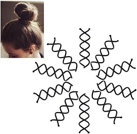 Spin Pins Spiral Bobby Hair Pins Spiral Hair Pin Clip Twist Screw Hair Pins ( Black ) by (10 PACK)