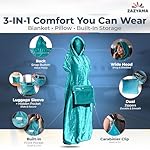 3-in-1 Travel Blanket Airplane – Compact with Bag & Pillow Combo Set, Ultra-Soft Fleece | Packable Blanket Compact | Hidden Pocket | Trolley Sleeve | Carabiner | Travel Essentials (Aqua Teal) - Image 4