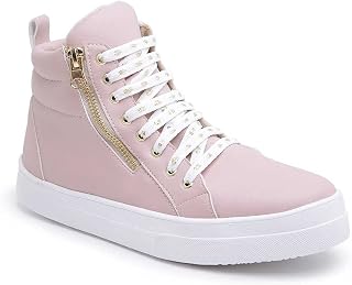 Tenis Cano Alto Feminino Com Cadarço E Zíper Lateral Sneaker Casual
