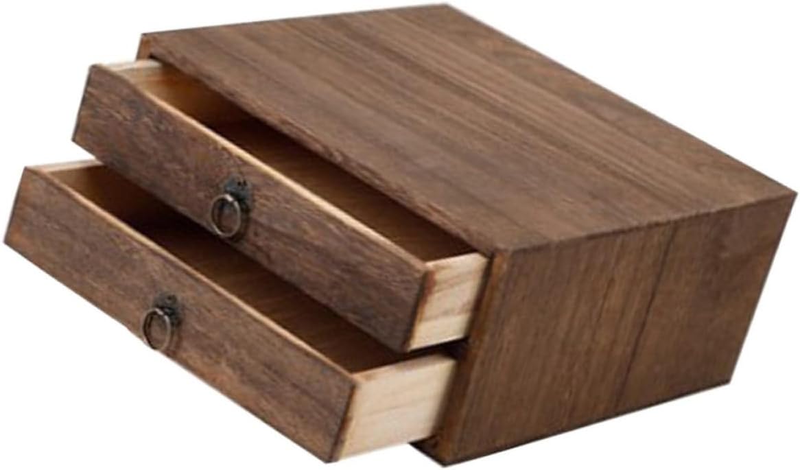 Wood Tea Box with Multi-layer Drawer Design Easy to Use and Wear-resistant Pu'er Tea Cake Storing Box in Brown and Display