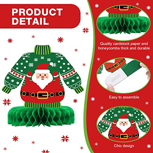 9 Pieces Christmas Ugly Sweater Party Decorations Ugly Sweater Party 3D Tables Topper Xmas Table Honeycomb Centerpieces Ugly Sweater Christmas Ugly Cutouts Centerpieces For Winter Holiday Supplies #TOP2
