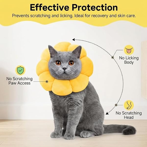 Collerette pour Chat Design Tournesol Collier Elisabethain Doux Protection pour Chats Après Operation Anti Lechage Anti Puces Protection Cou Reglable pour Petits Chats Confortable et Respirant - 5