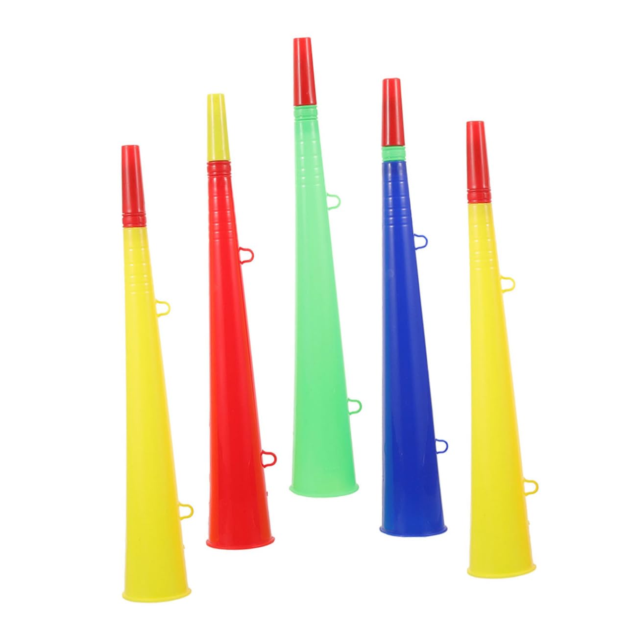 FELTECHELECTR 5Pcs Mixed Color Plastic Trumpet Noisemakers Lightweight Sports Game Cheer Horns for Parties Concerts and Events Noise Maker for Football and Soccer Fans