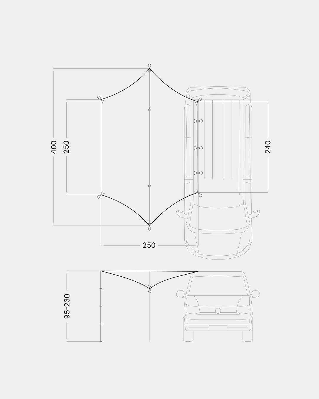 qeedo Motor Tarp Universal da Sole Universale con Protezione UV (UV80), Fissaggio con Cinghie o Ventose, Camper, roulotte, Automobile