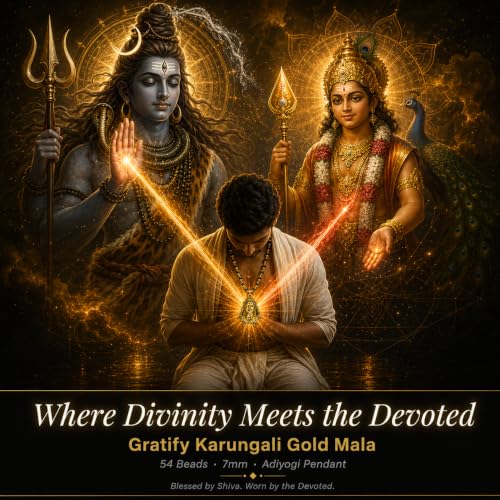 Image of Gratify Original Karungali Mala 54 Beads (7mm) for Men & Women | Authentic Black Ebony Wood Mala with Gold Plated Metal Caps | Spiritual Necklace for Meditation, Prayer, Energy Balance & Positive Vibes