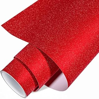 VINYL FROG Glitter Red Permanent Adhesive Vinyl 30.5x155cm Christmas Decoration Craft Vinyl Works with Cameo and Other Cutters for Home Decor