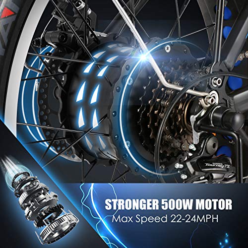 Speedrid Folding Electric Bike Fat Tire Electric Bike 20\" 4.0, 500W Powerful Motor, 36V 12.5Ah Removable Battery and Professional 6 Speed
