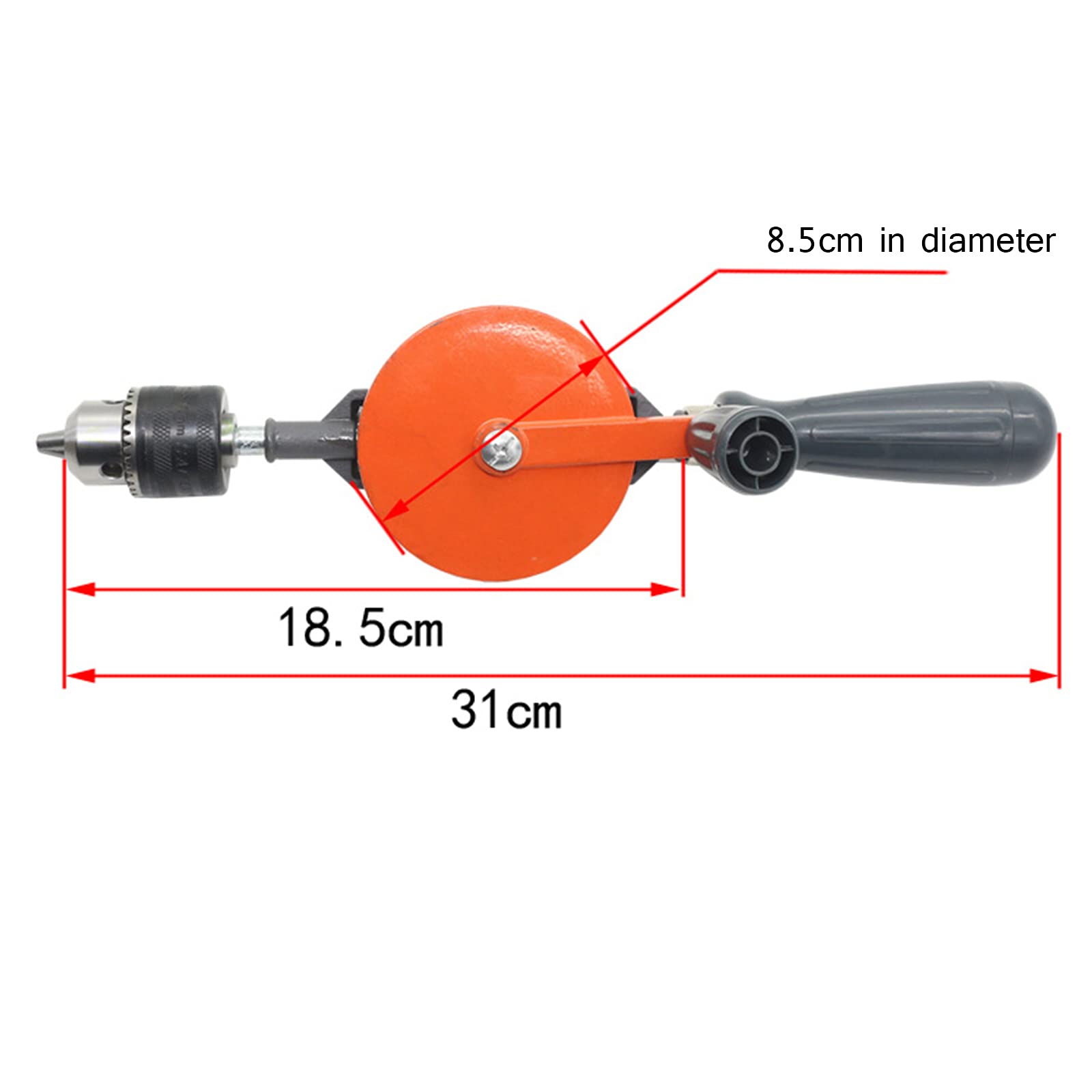 Trapano a manovella, mandrino da 3/8", mini trapano reciproco portatile, con doppio pignone, trapano a mano per legno, plastica (arancione)