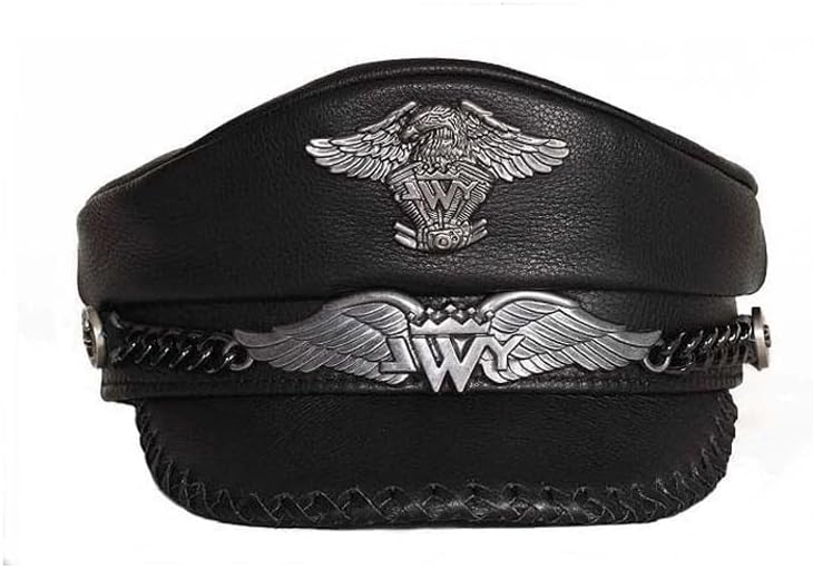 Retro German Military Caps For Men Male Leather Flat Top Hats European American Captain Locomotive Chapeau