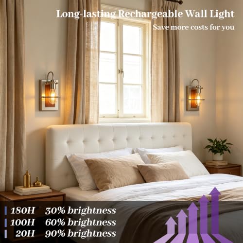 Image of Battery Operated 3-Color Nickel Wall Sconce Set of 2