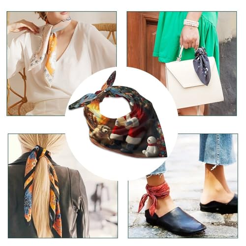 Silk Square Scarf for Hair Women Neckerchief Headscarf Bandanas Kerchief4