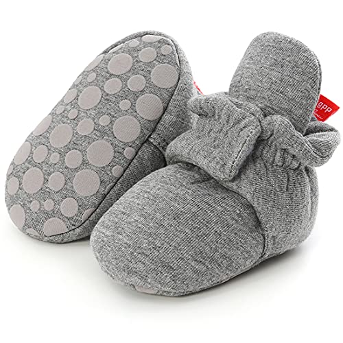 Image of ohsofy Newborn Baby Cotton Booties Stay On Slipper Winter Warm Soft Shoes Non-Skid Infant Ankle Boots Crib Shoes