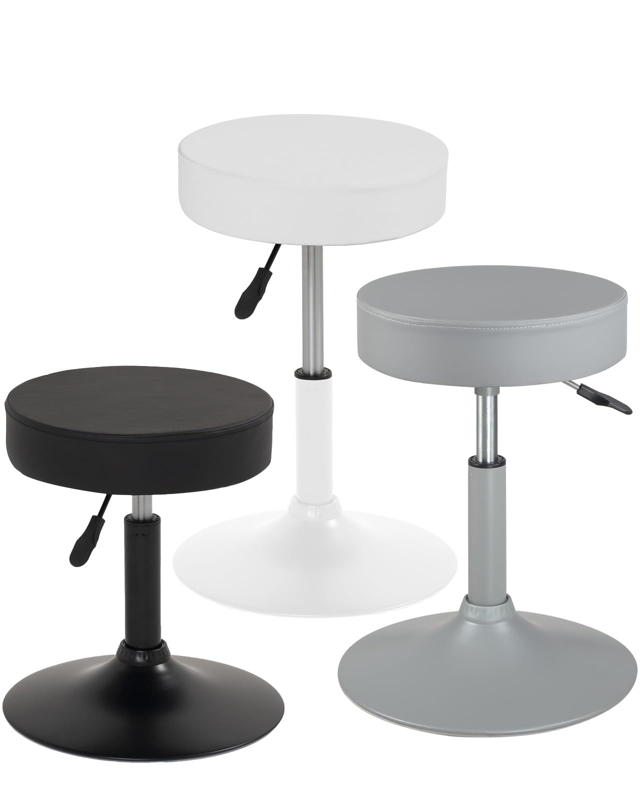 KAYELLES Tabouret de Travail Réglable en Hauteur Base Métal Antidérapante Blanc