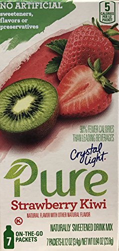 Crystal Light Pure Strawberry Kiwi Drink Mix, 7 On-the-Go Packets (Pack of 4)