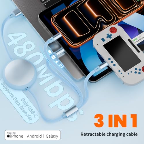 2-Pack MPATIBY 3-in-1 Retractable Multi Charging Cable w/ USB-C, Micro-USB & Lightning Connectors - image 8