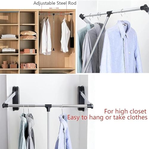 Garde-robe inaccessible ? Tringle de placard rétractable en aluminium - 6