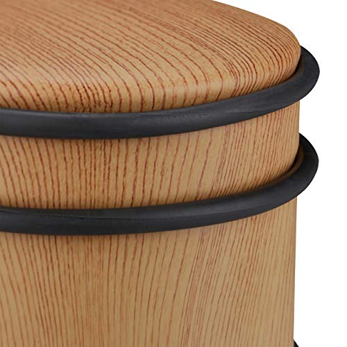 Relaxdays Türstopper, für schwere Türen & Fenster, Edelstahl & Gummi, Holzoptik, hoher Bodenpuffer, ∅ 9,5 cm, braun, 1 Stück