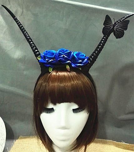 Qhome Punk Accessory Props Cos Cute Flower Sheep Antlers Headband Hair Forest Horns Headdress Gothic Headwear Cosplay
