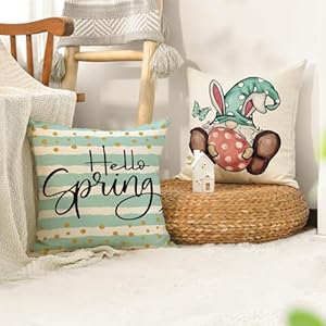 Avoincolorlifehappyeasterhellospringgnomeflowerthrowpillowcovers18x18inchcushioncasedecorationforsofacouchsetof4  Urban Country Home Decor Avoin colorlife happy easter hello spring gnome flower throw pillow covers 18 x 18 inch cushion case decoration for sofa couch set of 4  urban country home decor