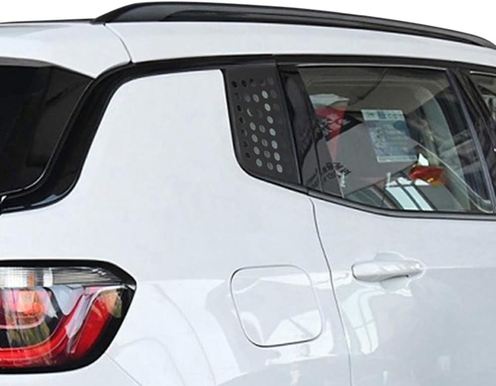Rear Triangle Glass Cover Decals PVC Rear Door Window Trim Panel Emblem Stickers for Jeep Compass 2017-2025 Exterior Accessories (Polka dot Pattern)