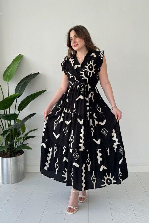 Image of Modestouze Attires Dress for Women Western Maxi Style, Indo Western Dresses, One Piece Long Gown, A Line Flared Pattern, Ethnic Look Outfit for Women