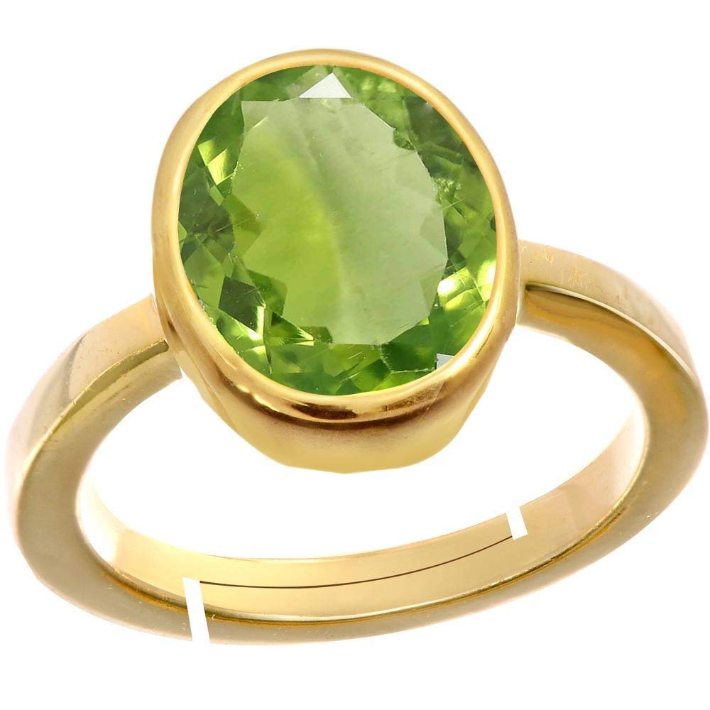 8.25 Ratti 7.35 Carat AA++ Quality Certified Natural Green Peridot Gemstone panchdhatu Metal Adjustable Ring/Anguthi for Men and Women