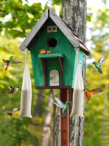 Alimentador de calcetines de pinzón 6 piezas para exteriores, sacos de alimentación de semillas de cardo duraderos blancos - Imagen 3 de 15