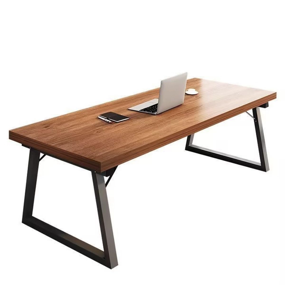 Biurko komputerowe z litego drewna, stolik na laptopa z metalowymi nogami trapezowymi, biurko do nauki pisania, biurko do nauki, biurko do gier komputerowych do nauki pracy w grach (Size : 140cm)