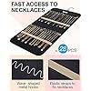 BAGSMART Hanging Jewelry Organizer Storage Roll with Hanger Metal Hooks Double-Sided Jewelry Holder for Earrings, Necklaces, Rings on Closet, Wall, Door, 1 piece, Medium, Black