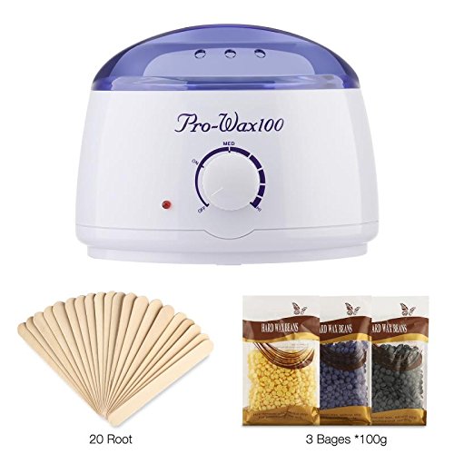 Romeker Wax Warmer Electric Wax Heater Hair Removal Thermostatically Controlled 70°-115° Fast Wax Heater in 10 Minutes Waxing Kit with 3 Different Flavors Hard Wax Beans+20 Wax Applicator Sticks