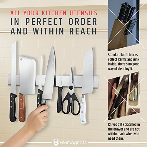 Premium 17 Inch Stainless Steel Magnetic Knife Holder For Wall - Professional Magnetic Knife Strip - Space-Saving Knife Rack/Knife Bar With Powerful Magnetic Pull Force (Upgraded Version) #TOP2