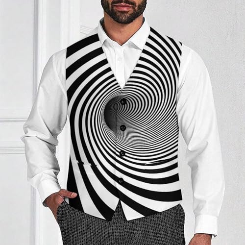 3D Black And White Stripes Vortex Men's Suit Vest Slim Fit V-Ncek Waistcoat Business Casual Vest2