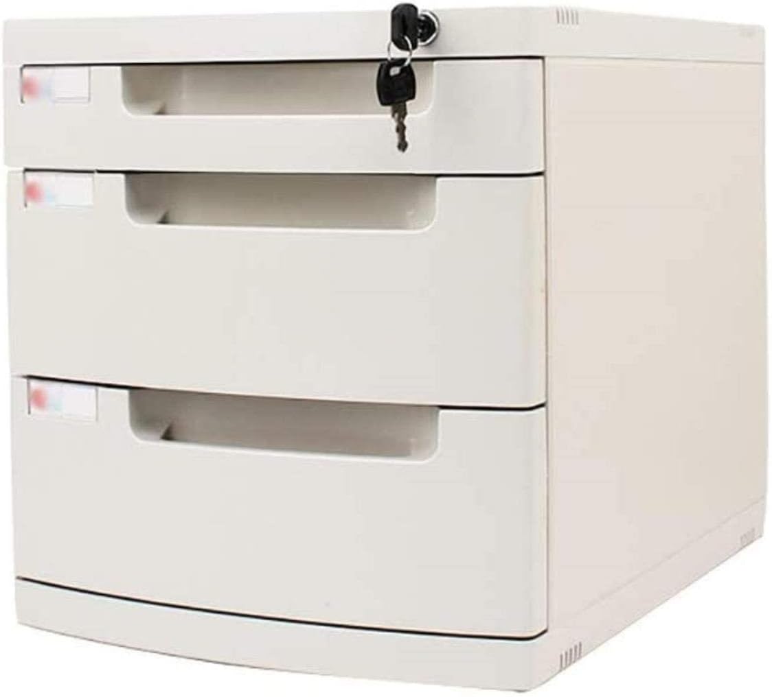 File Cabinet File Cabinet 3 Layers Lockable Filing Cabinet Plastic Office Desktop Drawer,Blue