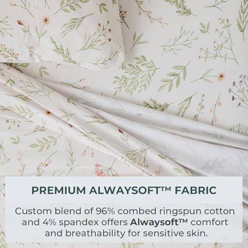 Image of Pobibaby Premium Twin Full Sheets Sets Kids Double Bed Sheets in Cotton Blend | Ultra-Soft Woodland Camping Print with Fitted Sheet, Flat Sheet & Pillowcases (Twin Zephyr Minnie)