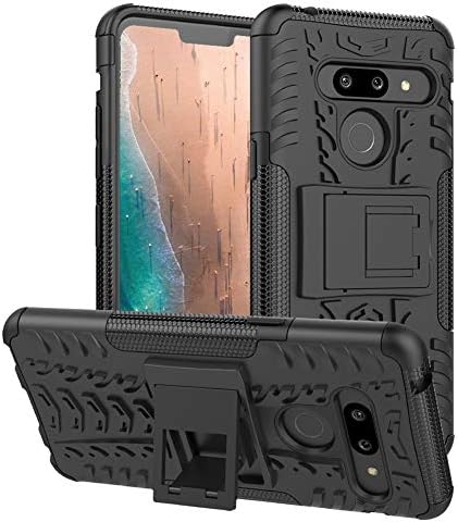 PUSHIMEI for LG G8 ThinQ Case,LG G8 Case,Heavy Duty Shockproof with Kickstand Hard PC Back Cover Soft TPU Dual Layer Protection Phone Stand Case Cover Compatible with LG G8 ThinQ (Black)