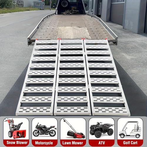 IHEX Ramps for Pickup Trucks,Aluminum Loading Ramps 1500lbs Capacity,Tri-Fold Ramp for ATV,Motorcycle,Lawn Mower,Truck Bed,Dirt Bike