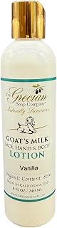 The Grecian Soap Company Organic Clean Beauty Goat's Milk Lotions, 8-Ounce, Vanilla