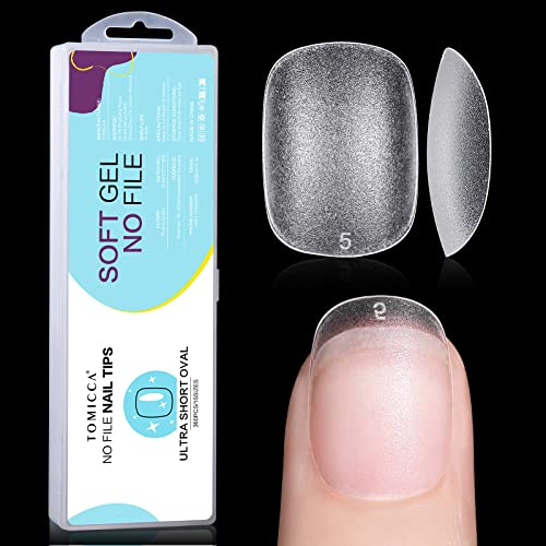 Tomicca Extra Short Oval Nail Tips - 15 Size Full Matte Soft Gel Nail Tips, 360Pcs Pre-Shaped No Need Nail Files And Base Coat Full Cover Nail Tips For Nail Extensions #TOP5